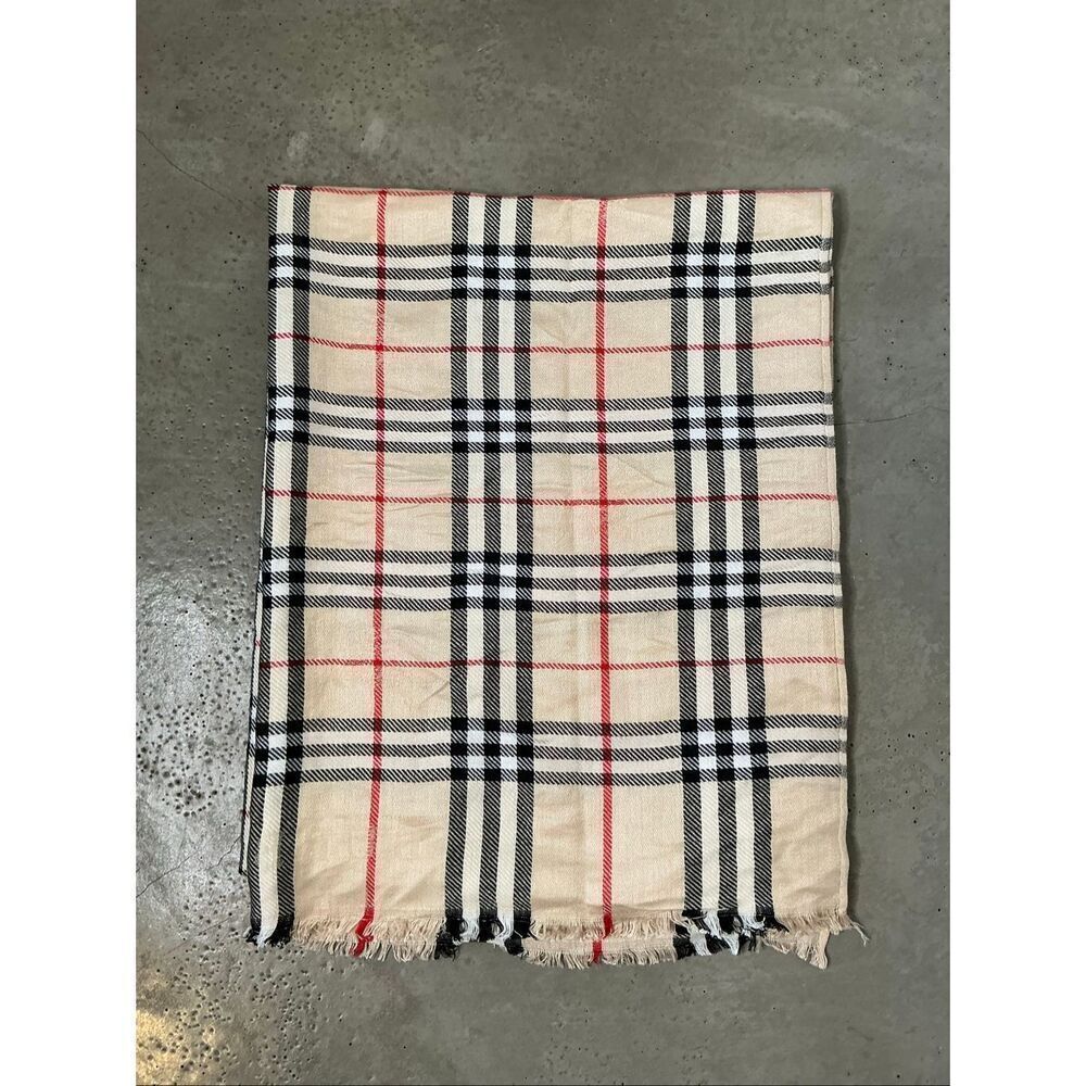 Burberry Nova Check Cashmere Tissue Scarf | Tan and Black